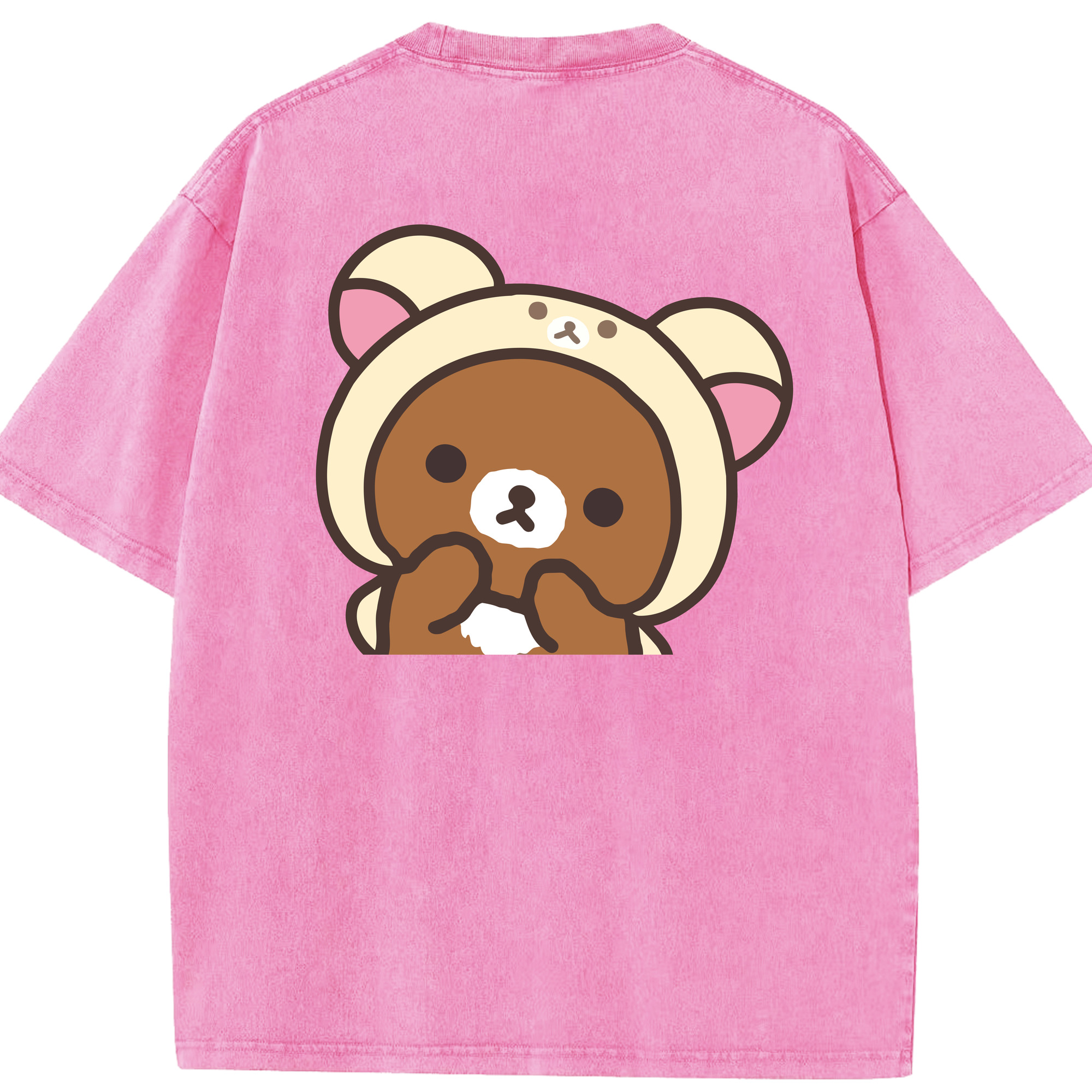 （画像用） リラックマ リラックマ キイロイトリ Rilakkuma Korilakkuma Kiiroitori 綿100% ヴィンテージ風 半袖Tシャツ（背面プリント）